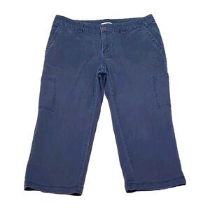 Caribbean joe island supply co women size 10 blue flat front crop cargo pants
